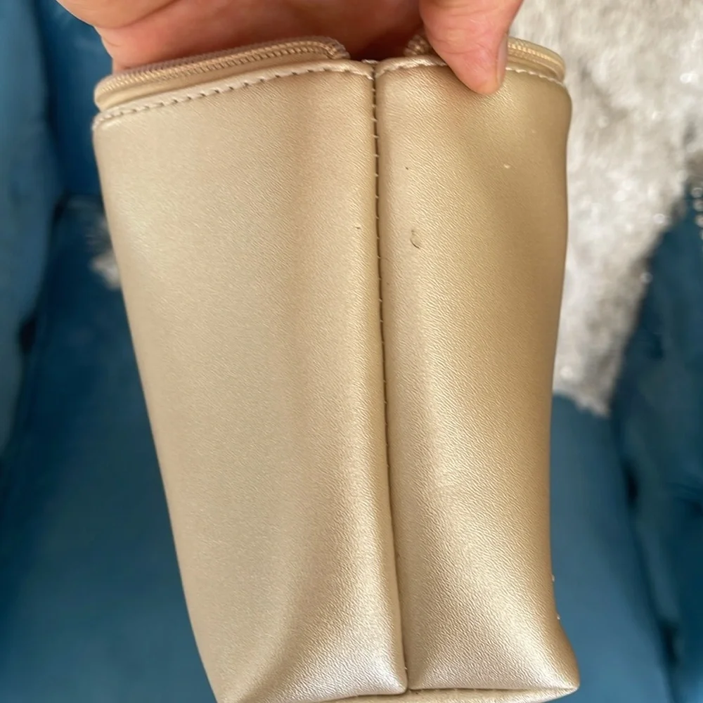 Bvlgari metallic gold faux leather cosmetics bag